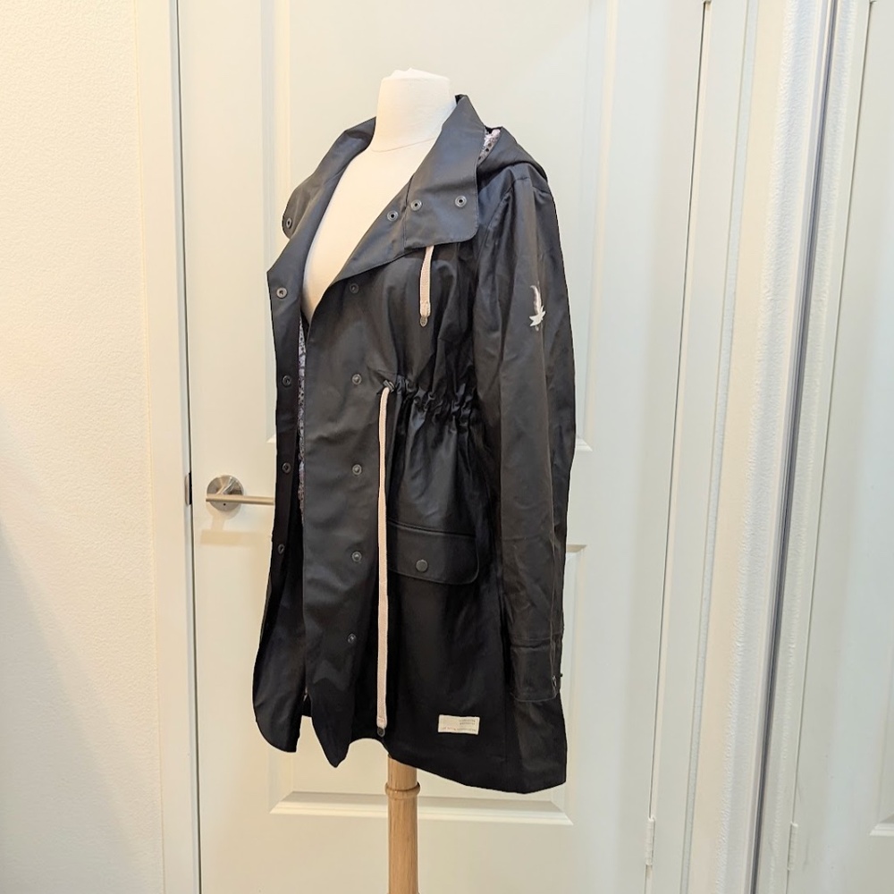 NWOT - ODD MOLLY Black A-Line Raincoat Slicker Jacket Hood - Size 2 / Medium - Picture 5 of 16